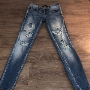 Distressed skinny jeans!